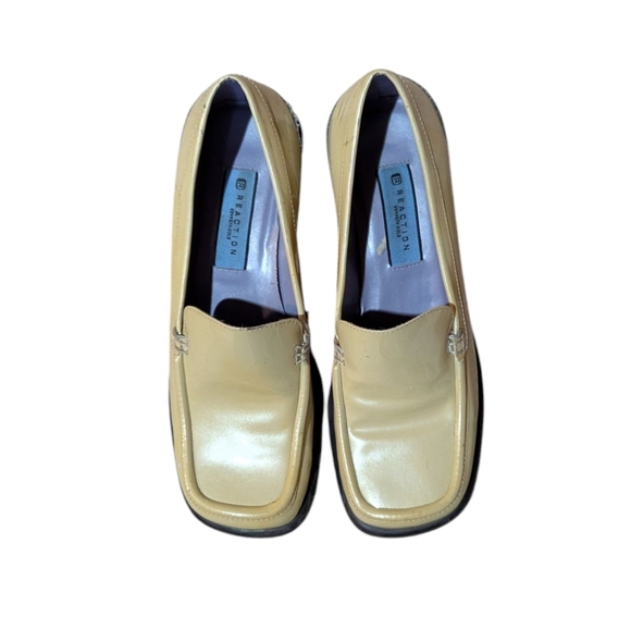 Y2K Kenneth Cole Reaction Lofia Loafer 6.5 Butter Yellow Chunky Square Toe Retro - Picture 2 of 10